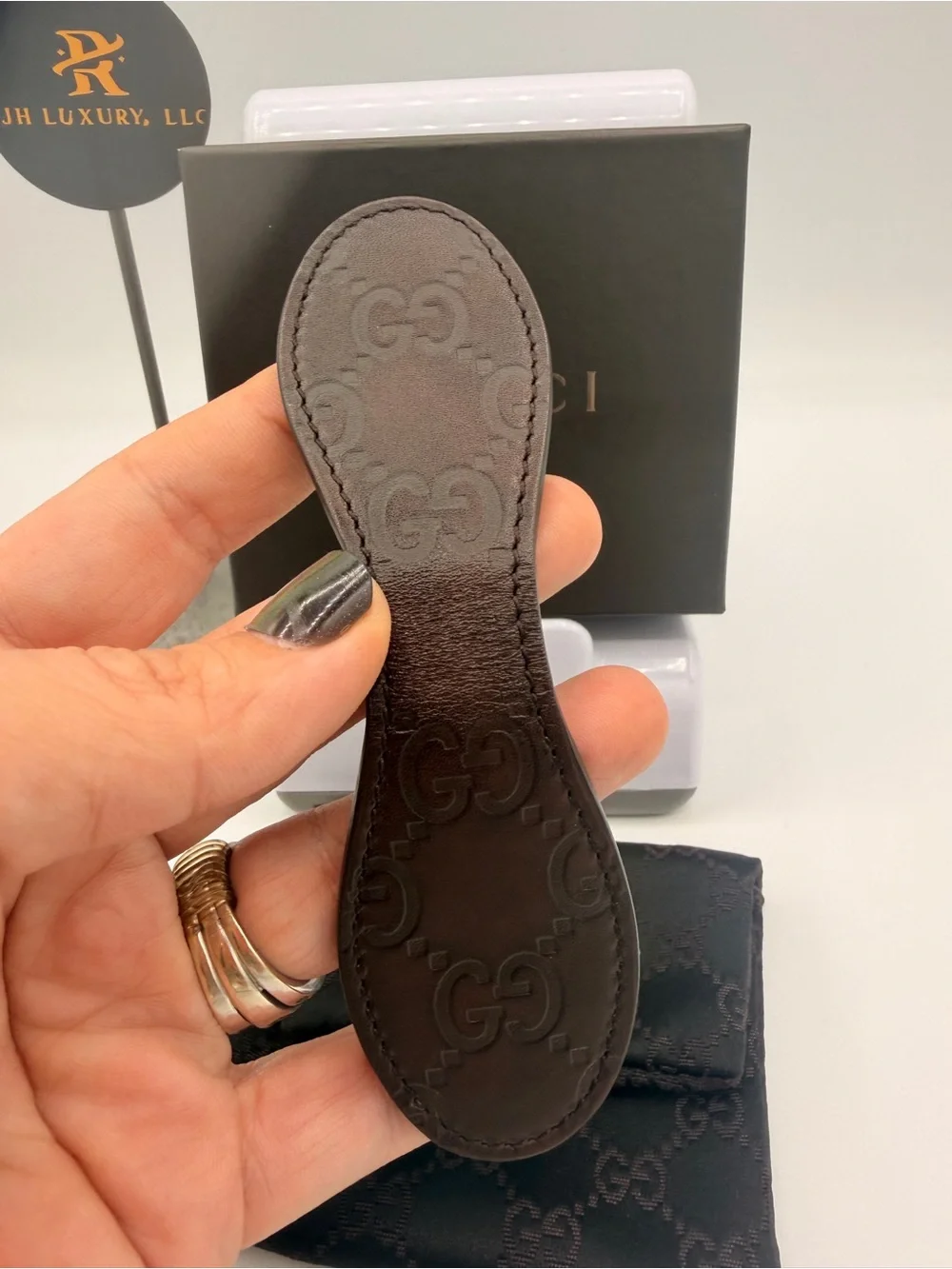 Gucci Guccissima Brown Leather Money Clip with COA, Box, Dustbag